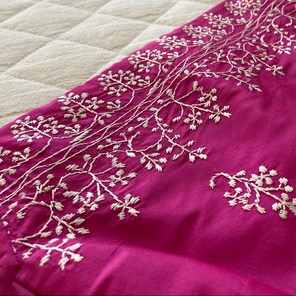 💕 Ann Taylor, Vintage Bubblegum Bitch Embroidered Silk Dress - Picture 8 of 15